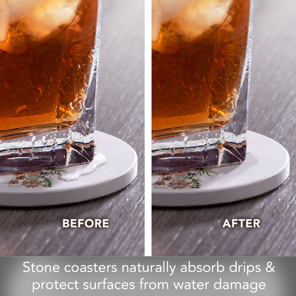 Thirstystone Floral Faith 4 Pack Round Absorbent Stone Coasters 4" Diameter