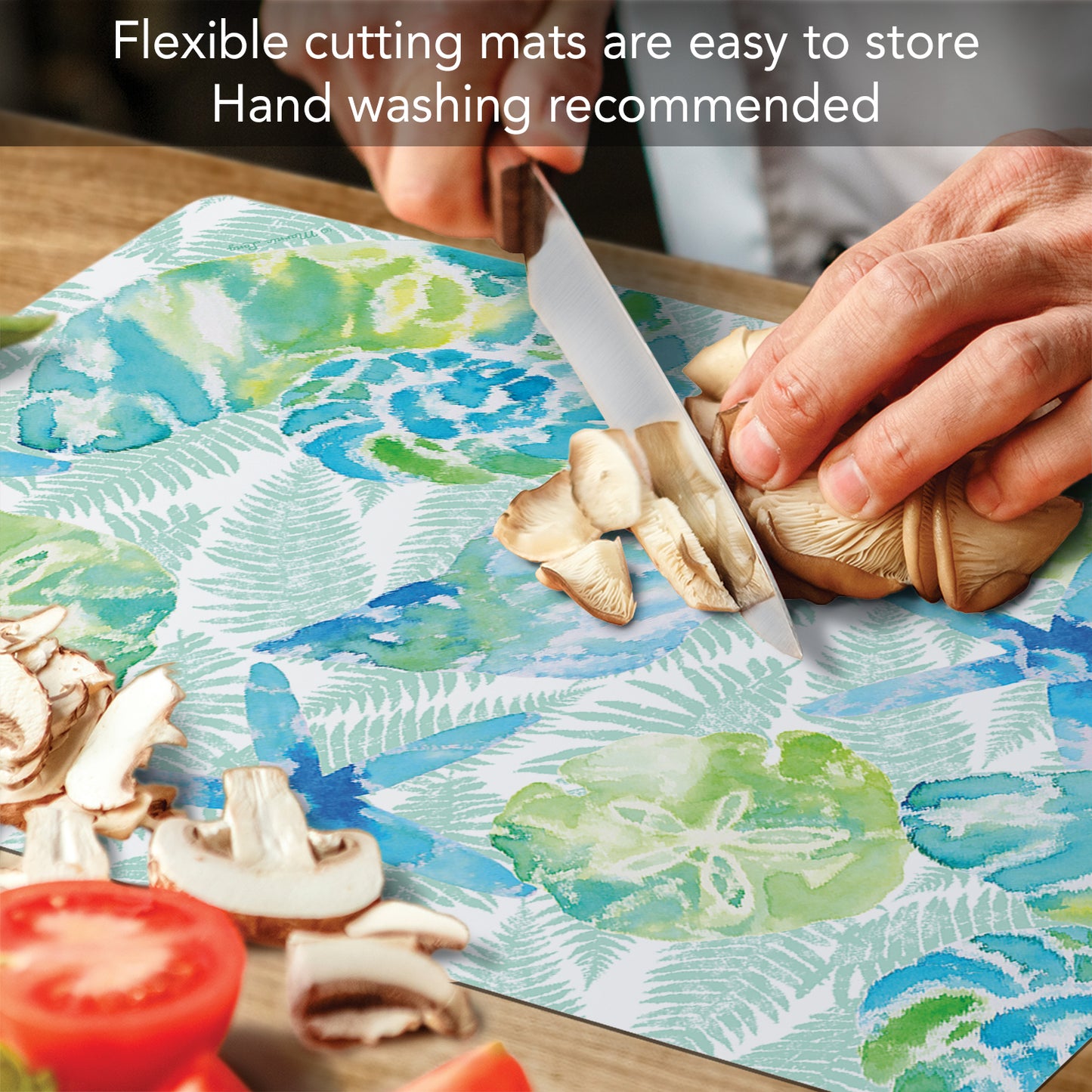 Cut N' Funnel Isla Mona Coastal Designer Flexible Plastic Cutting Board Mat 15" x 11.5", Made in the USA, Decorative, Flexible, Easy to Clean