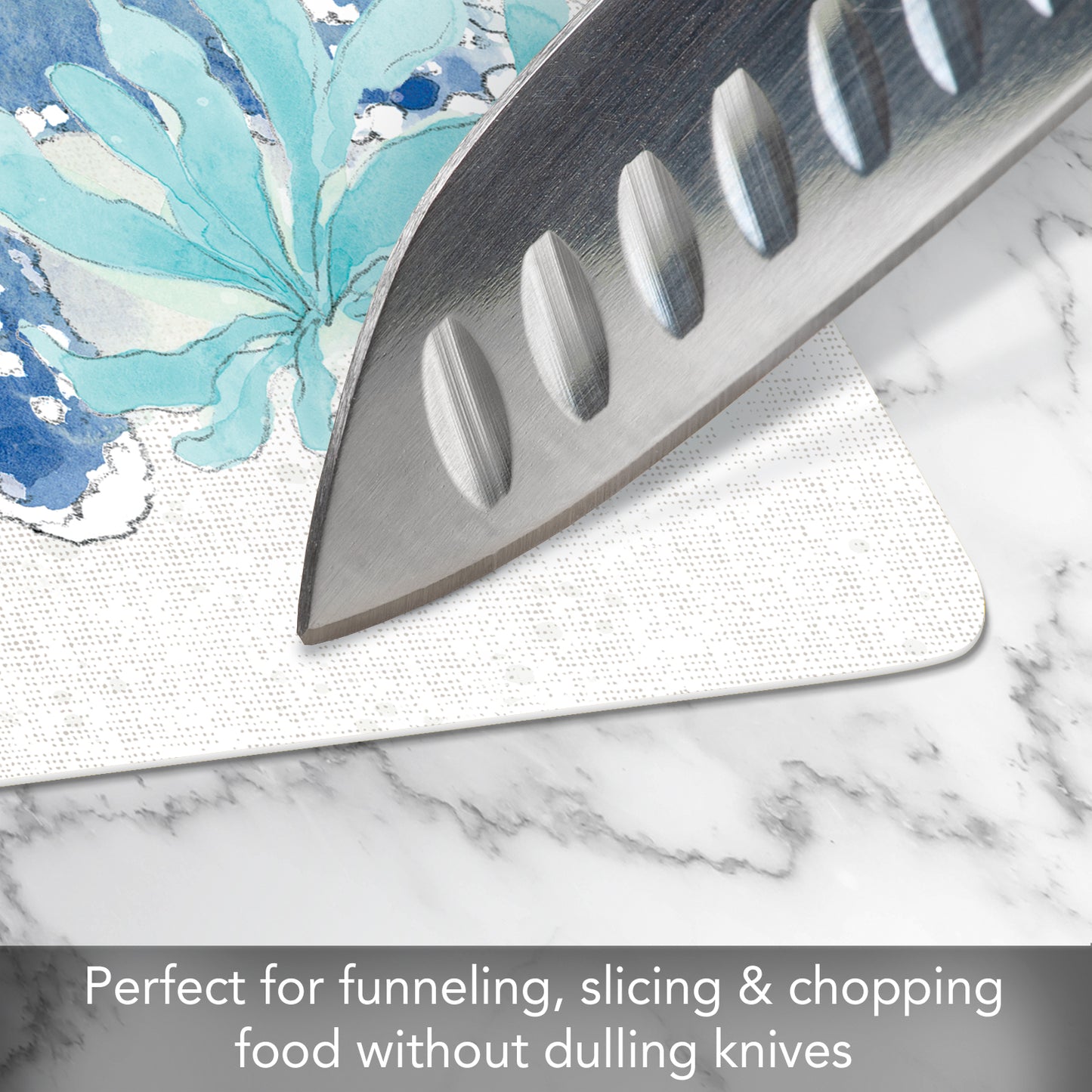 Cut N' Funnel Seaside Designer Flexible Plastic Cutting Board Mat 15" x 11.5", Made in the USA, Decorative, Flexible, Easy to Clean
