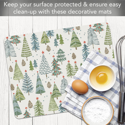 Cut N' Funnel Jolly Trees Designer Flexible Plastic Cutting Board Mat 15" x 11.5", Made in the USA, Decorative, Flexible, Easy to Clean