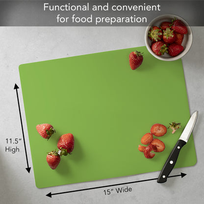 Cut N' Funnel Garden Greenery/Lime Green 2 Pack Designer Flexible Plastic Cutting Board Mat With Coordinating Solid Flex Mat 15" x 11.5", Made in the USA, Decorative, Flexible, Easy to Clean
