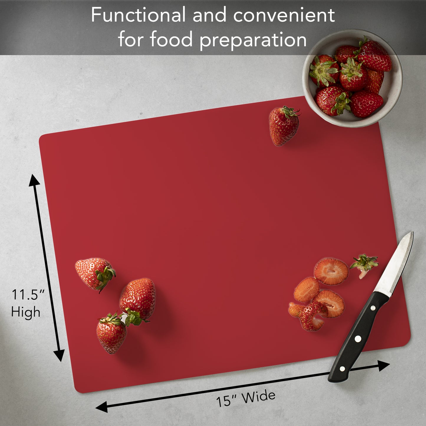 Cut N' Funnel Veggie Splash/Red 2 Pack Designer Flexible Plastic Cutting Board Mat With Coordinating Solid Flex Mat 15" x 11.5", Made in the USA, Decorative, Flexible, Easy to Clean