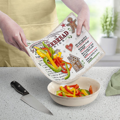Cut N' Funnel Gingerbread/Dark Red 2 Pack Designer Flexible Plastic Cutting Board Mat with Coordinating Solid Flex Mat 15" x 11.5", Made in the USA, Decorative, Flexible, Easy to Clean