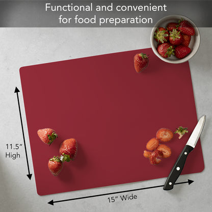 Cut N' Funnel Gingerbread/Dark Red 2 Pack Designer Flexible Plastic Cutting Board Mat with Coordinating Solid Flex Mat 15" x 11.5", Made in the USA, Decorative, Flexible, Easy to Clean