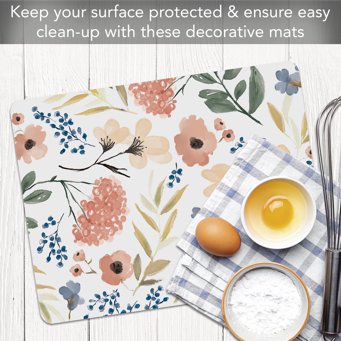 Cut N' Funnel Meadow Designer Flexible Plastic Cutting Board Mat 15" x 11.5", Made in the USA, Decorative, Flexible, Easy to Clean