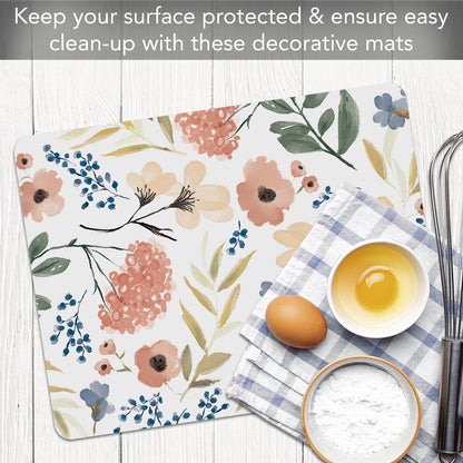 Cut N' Funnel Meadow Designer Flexible Plastic Cutting Board Mat 15" x 11.5", Made in the USA, Decorative, Flexible, Easy to Clean