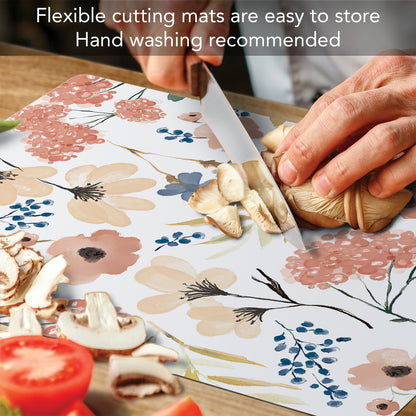 Cut N' Funnel Meadow Designer Flexible Plastic Cutting Board Mat 15" x 11.5", Made in the USA, Decorative, Flexible, Easy to Clean
