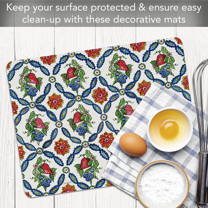 Cut N' Funnel Strawberry Garden Designer Flexible Plastic Cutting Board Mat 15" x 11.5", Made in the USA, Decorative, Flexible, Easy to Clean