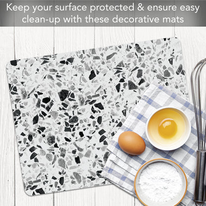 Cut N' Funnel Terrazzo Designer Flexible Plastic Cutting Board Mat 15" x 11.5", Made in the USA, Decorative, Flexible, Easy to Clean