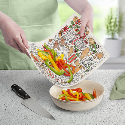 Cut N' Funnel Christmas Toss Designer Flexible Plastic Cutting Board Mat 15" x 11.5", Made in the USA, Decorative, Flexible, Easy to Clean