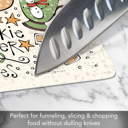 Cut N' Funnel Christmas Toss Designer Flexible Plastic Cutting Board Mat 15" x 11.5", Made in the USA, Decorative, Flexible, Easy to Clean