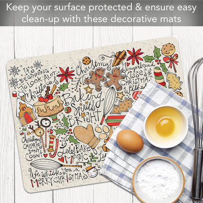 Cut N' Funnel Christmas Toss Designer Flexible Plastic Cutting Board Mat 15" x 11.5", Made in the USA, Decorative, Flexible, Easy to Clean