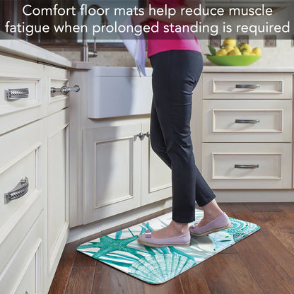 Counterart Coral Life 30” x 20” Decorative Vinyl Comfort Floor Mat, Manufactured in The USA, Waterproof, Reduces Muscle Fatigue, Easily Wipes Clean