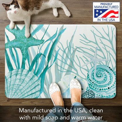 Counterart Coral Life 30” x 20” Decorative Vinyl Comfort Floor Mat, Manufactured in The USA, Waterproof, Reduces Muscle Fatigue, Easily Wipes Clean