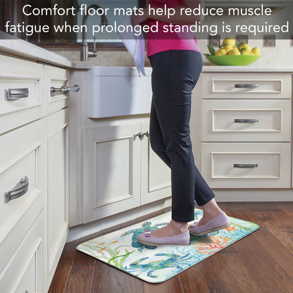 Counterart Sea Life Serenade 30” x 20” Decorative Vinyl Comfort Floor Mat, Manufactured in The USA, Waterproof, Reduces Muscle Fatigue, Easily Wipes Clean