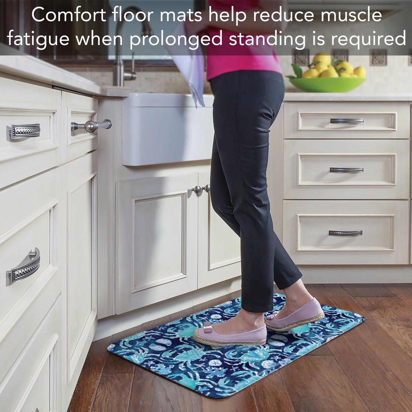 CounterArt Ocean Fantasy 30” x 20” Decorative Vinyl Comfort Floor Mat, Manufactured in The USA, Waterproof, Reduces Muscle Fatigue, Easy to Clean