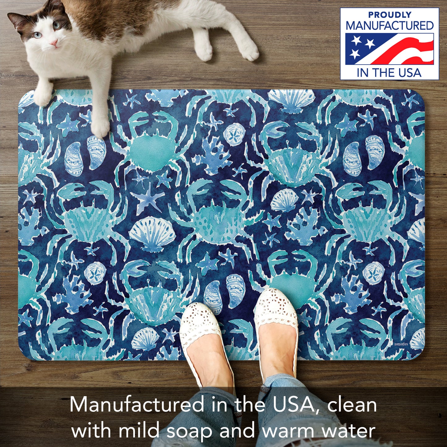 CounterArt Ocean Fantasy 30” x 20” Decorative Vinyl Comfort Floor Mat, Manufactured in The USA, Waterproof, Reduces Muscle Fatigue, Easy to Clean