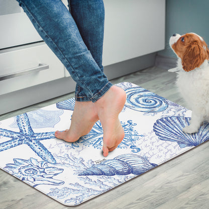 CounterArt Coastal Sketch 30” x 20” Decorative Vinyl Comfort Floor Mat, Manufactured in The USA, Waterproof, Reduces Muscle Fatigue, Easily Wipes Clean