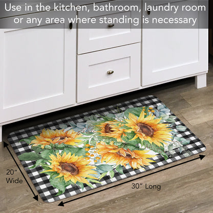 Counterart Sunflower Fields 30” x 20” Decorative Vinyl Comfort Floor Mat, Manufactured in The USA, Waterproof, Reduces Muscle Fatigue, Easily Wipes Clean