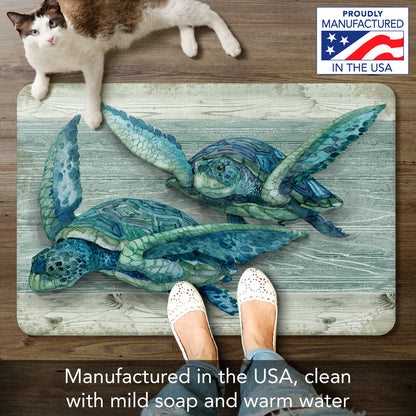 Counterart Northpoint Turtles 30” x 20” Decorative Vinyl Comfort Floor Mat, Manufactured in The USA, Waterproof, Reduces Muscle Fatigue, Easily Wipes Clean