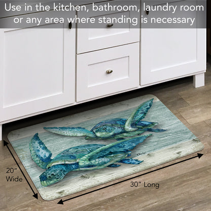 Counterart Northpoint Turtles 30” x 20” Decorative Vinyl Comfort Floor Mat, Manufactured in The USA, Waterproof, Reduces Muscle Fatigue, Easily Wipes Clean