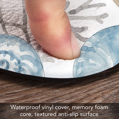 CounterArt Blue Shells 30” x 20” Decorative Vinyl Floor Mat Manufactured in The USA Waterproof Easy to Clean Textured Vinyl Backing