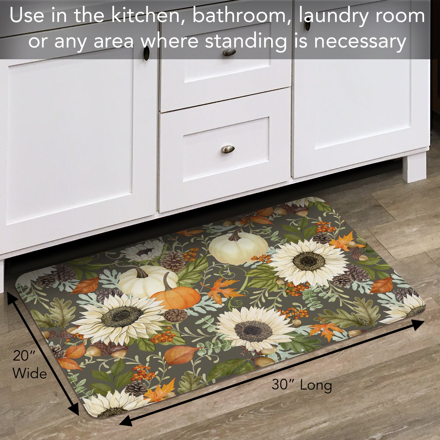 CounterArt Farmhouse Fall 30” x 20” Decorative Vinyl Comfort Floor Mat Manufactured in The USA, Waterproof, Reduces Muscle Fatigue, Easy to Clean