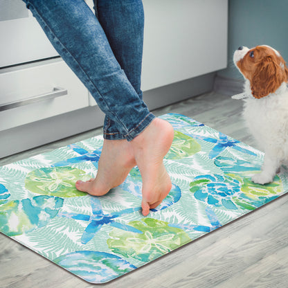 CounterArt Isla Mona Coastal 30” x 20” Decorative Vinyl Comfort Floor Mat Manufactured in The USA, Waterproof, Reduces Muscle Fatigue, Easy to Clean