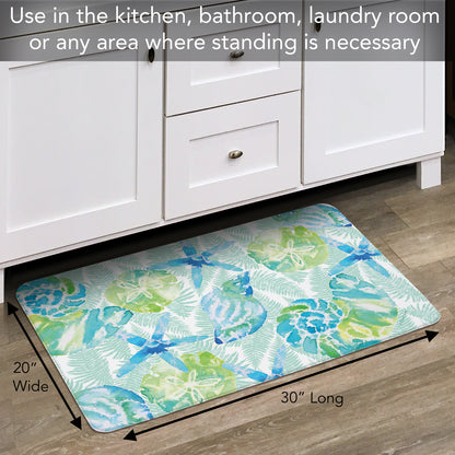 CounterArt Isla Mona Coastal 30” x 20” Decorative Vinyl Comfort Floor Mat Manufactured in The USA, Waterproof, Reduces Muscle Fatigue, Easy to Clean