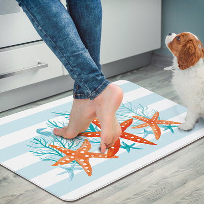 Counterart Starfish Stripe 30” x 20” Decorative Vinyl Comfort Floor Mat Manufactured in The USA, Waterproof, Reduces Muscle Fatigue, Easy to Clean