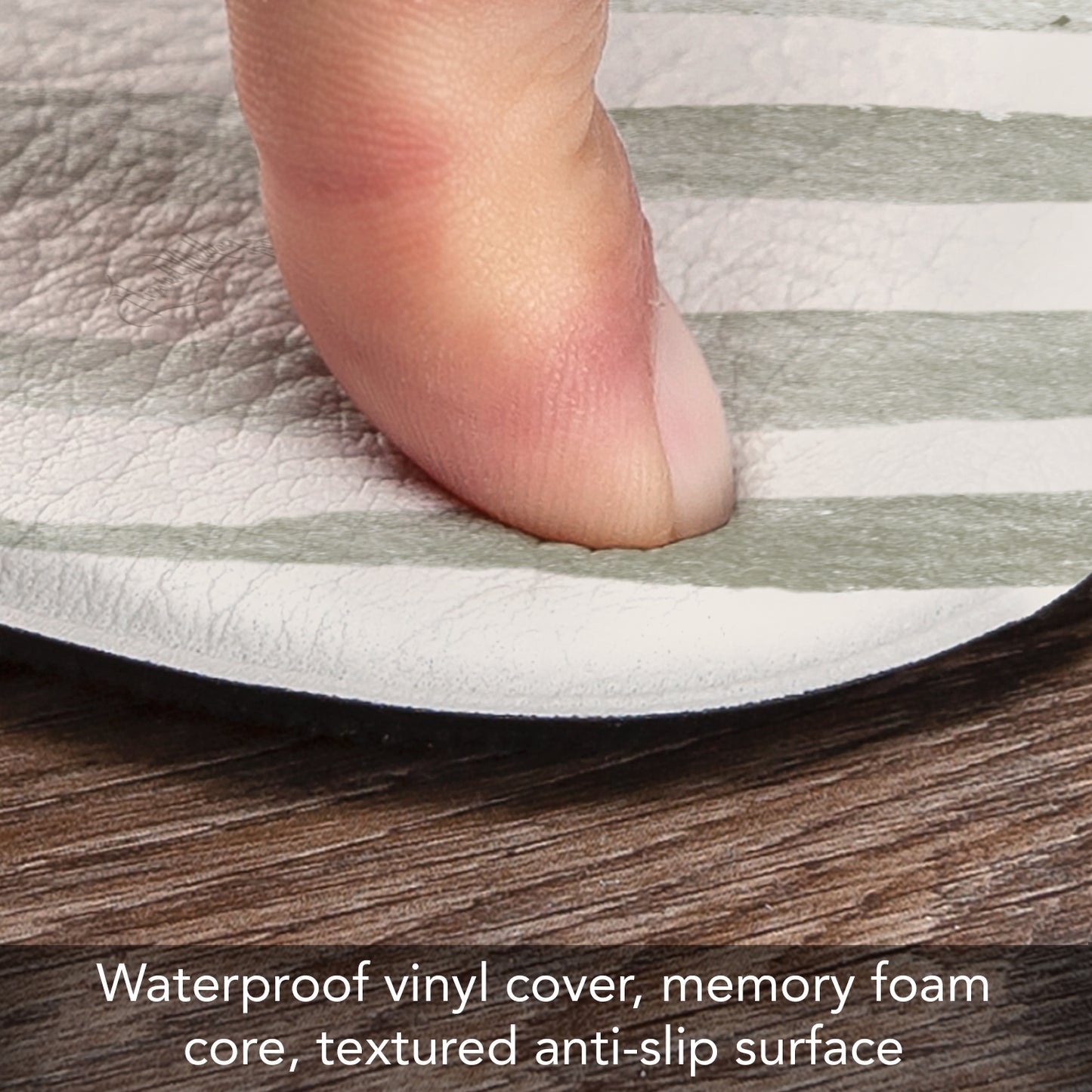 CounterArt Grey Palm Fronds 30” x 20” Decorative Vinyl Comfort Floor Mat Manufactured in The USA, Waterproof, Reduces Muscle Fatigue, Easy to Clean