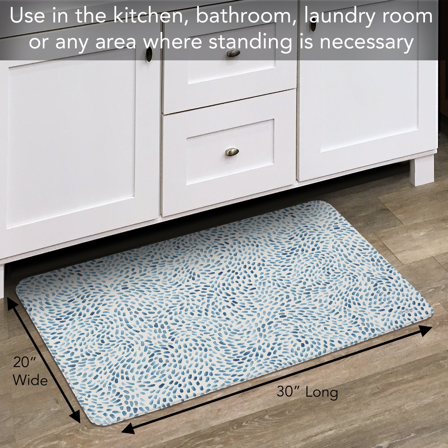 CounterArt Drift Marks 30” x 20” Decorative Vinyl Comfort Floor Mat Manufactured in The USA, Waterproof, Reduces Muscle Fatigue, Easy to Clean
