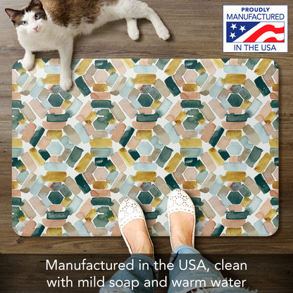 CounterArt Modern Geometric 30” x 20” Decorative Vinyl Comfort Floor Mat Manufactured in The USA, Waterproof, Reduces Muscle Fatigue, Easy to Clean