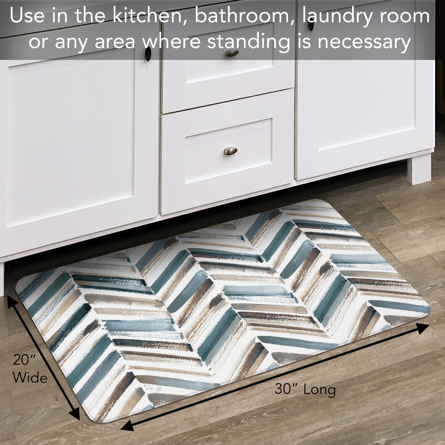 CounterArt Painted Chevron 30” x 20” Decorative Vinyl Comfort Floor Mat Manufactured in The USA, Waterproof, Reduces Muscle Fatigue, Easy to Clean