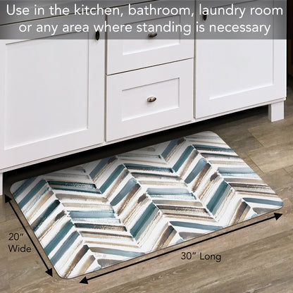 CounterArt Painted Chevron 30” x 20” Decorative Vinyl Comfort Floor Mat Manufactured in The USA, Waterproof, Reduces Muscle Fatigue, Easy to Clean