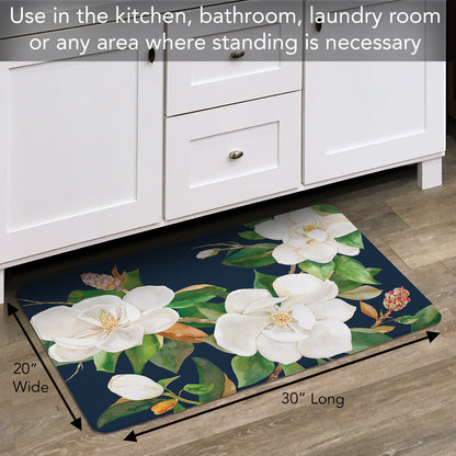 CounterArt Magnolia Motif 30” x 20” Decorative Vinyl Comfort Floor Mat Manufactured in The USA, Waterproof, Reduces Muscle Fatigue, Easy to Clean