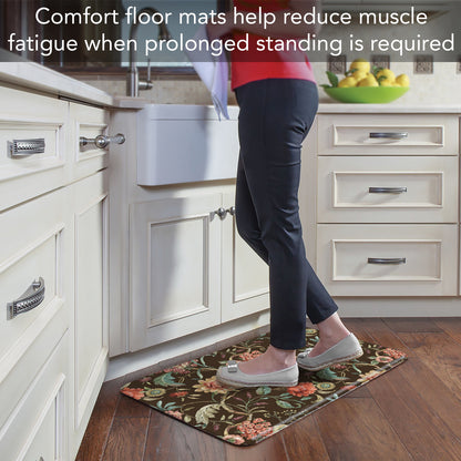 Highland Home Floral Study 30” x 20” Decorative Vinyl Comfort Floor Mat Manufactured in The USA, Waterproof, Reduces Muscle Fatigue, Easy to Clean