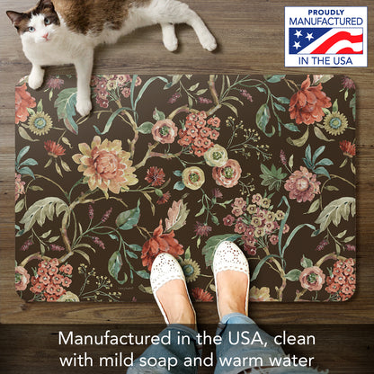 Highland Home Floral Study 30” x 20” Decorative Vinyl Comfort Floor Mat Manufactured in The USA, Waterproof, Reduces Muscle Fatigue, Easy to Clean