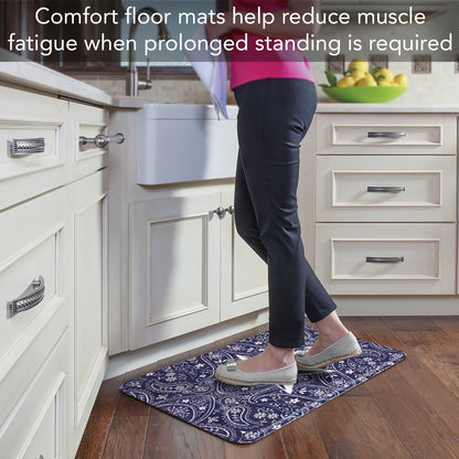 Highland Home Blue Bandana Star 30” x 20” Decorative Vinyl Comfort Floor Mat Manufactured in The USA, Waterproof, Easy to Clean