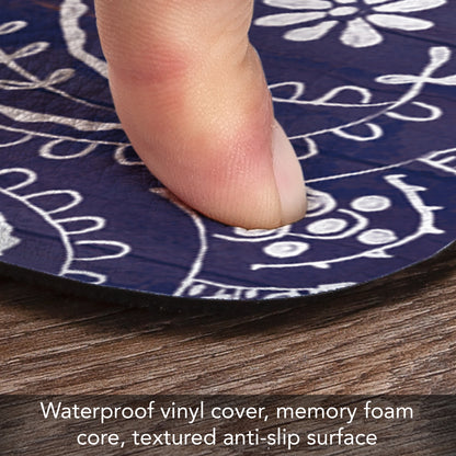 Highland Home Blue Bandana Star 30” x 20” Decorative Vinyl Comfort Floor Mat Manufactured in The USA, Waterproof, Easy to Clean