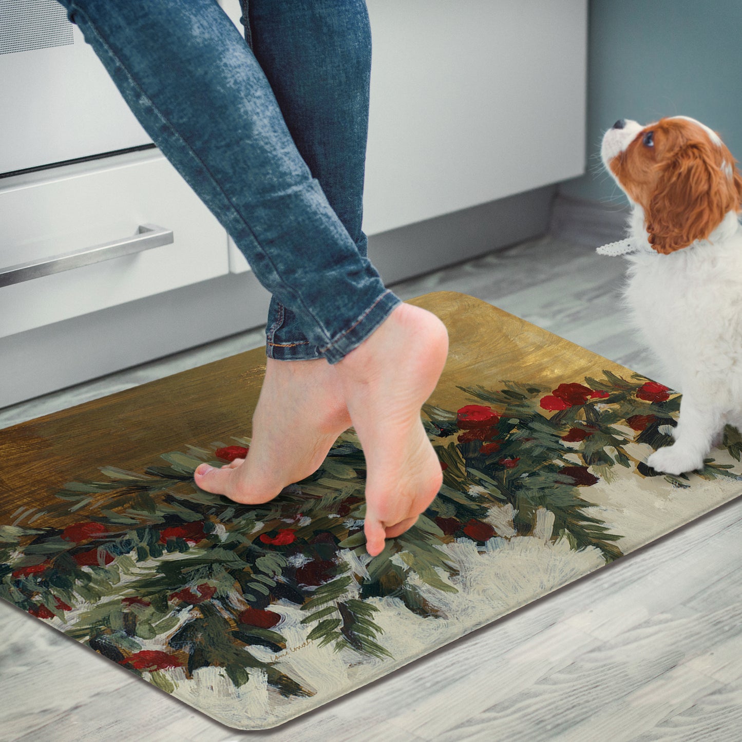 Highland Home Holiday House 30” x 20” Decorative Vinyl Comfort Floor Mat Manufactured in The USA, Waterproof, Easy to Clean