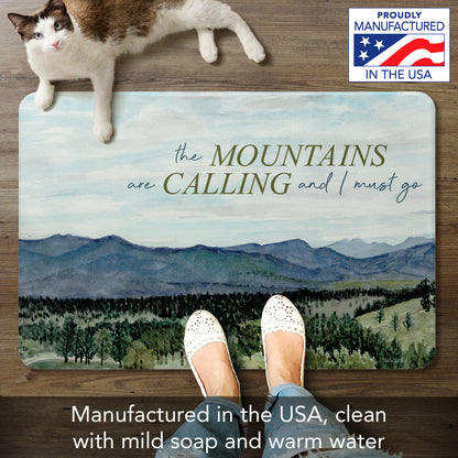 Highland Home Mountains Calling 30” x 20” Decorative Vinyl Comfort Floor Mat Manufactured in The USA, Waterproof, Easy to Clean