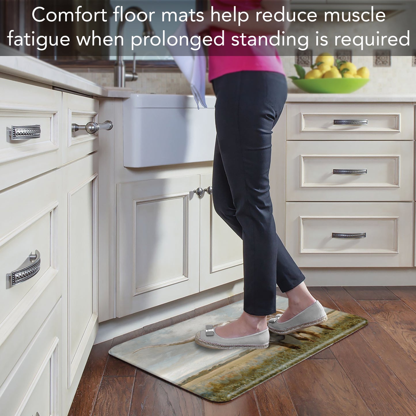 Highland Home Longhorn 30” x 20” Decorative Vinyl Comfort Floor Mat Manufactured in The USA, Waterproof, Easy to Clean