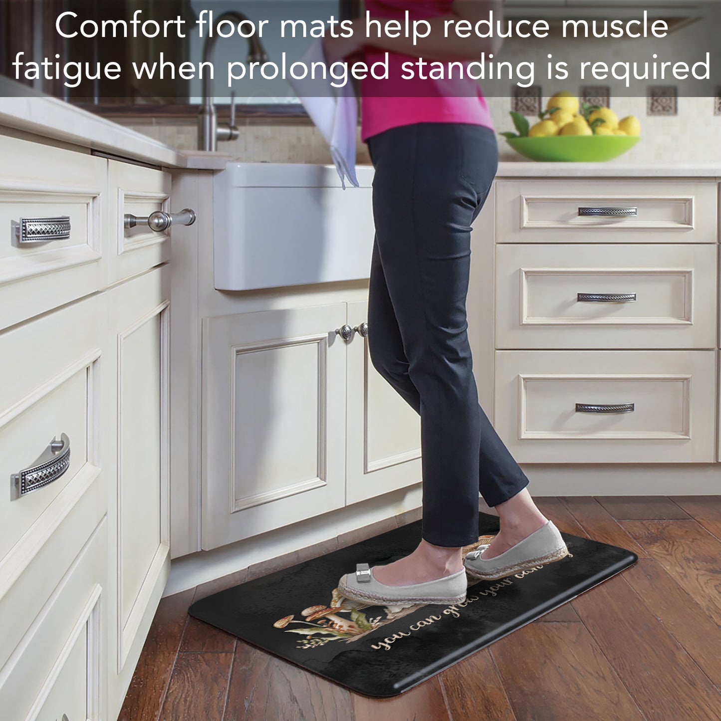 Highland Home Grow Your Own Way 30” x 20” Decorative Vinyl Comfort Floor Mat Manufactured in The USA, Waterproof, Easy to Clean