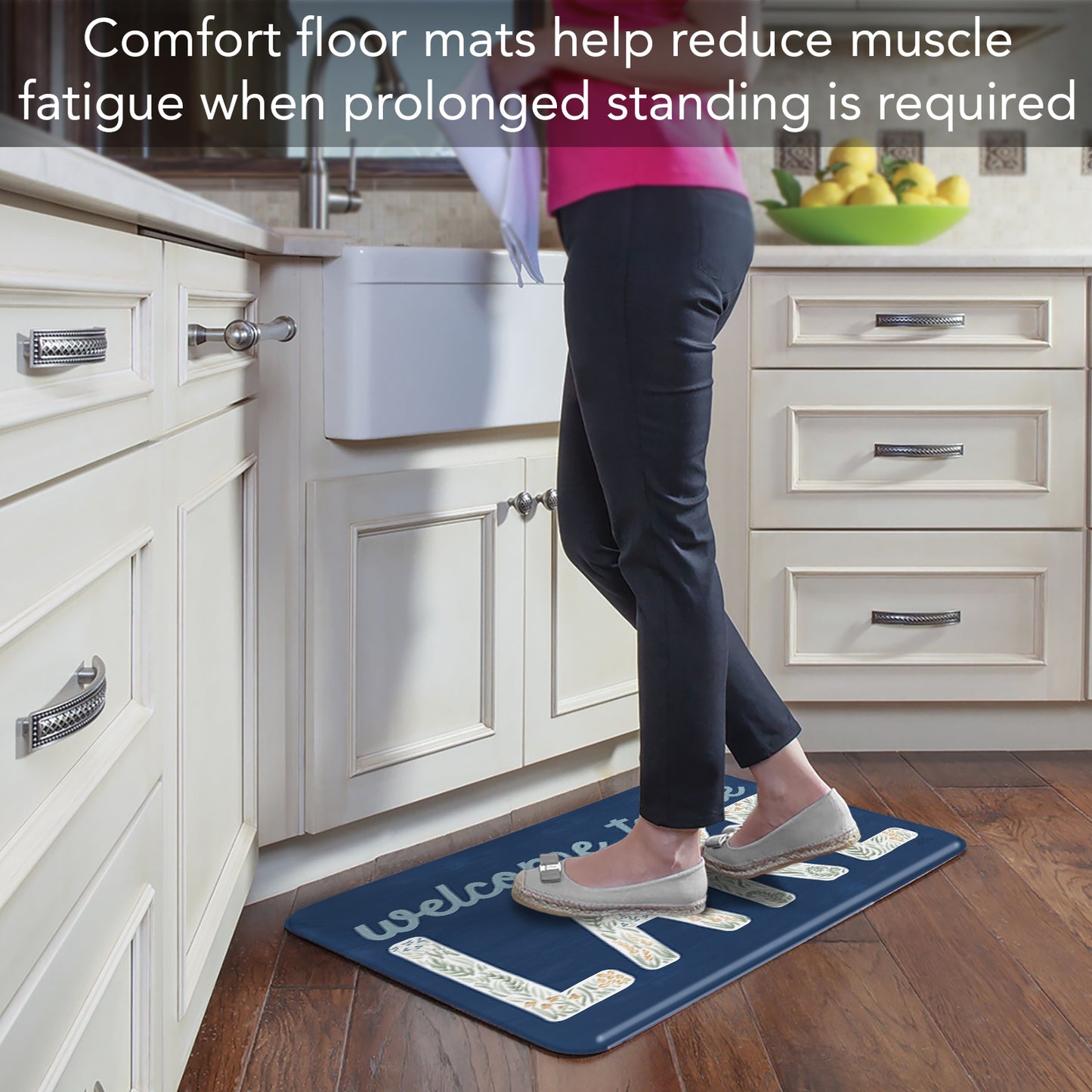 Highland Home Lakeside Days 30” x 20” Decorative Vinyl Comfort Floor Mat Manufactured in The USA, Waterproof, Easy to Clean