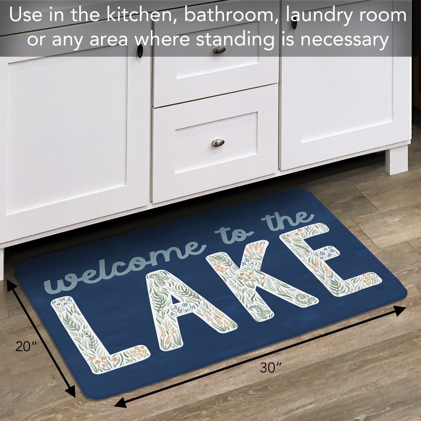 Highland Home Lakeside Days 30” x 20” Decorative Vinyl Comfort Floor Mat Manufactured in The USA, Waterproof, Easy to Clean