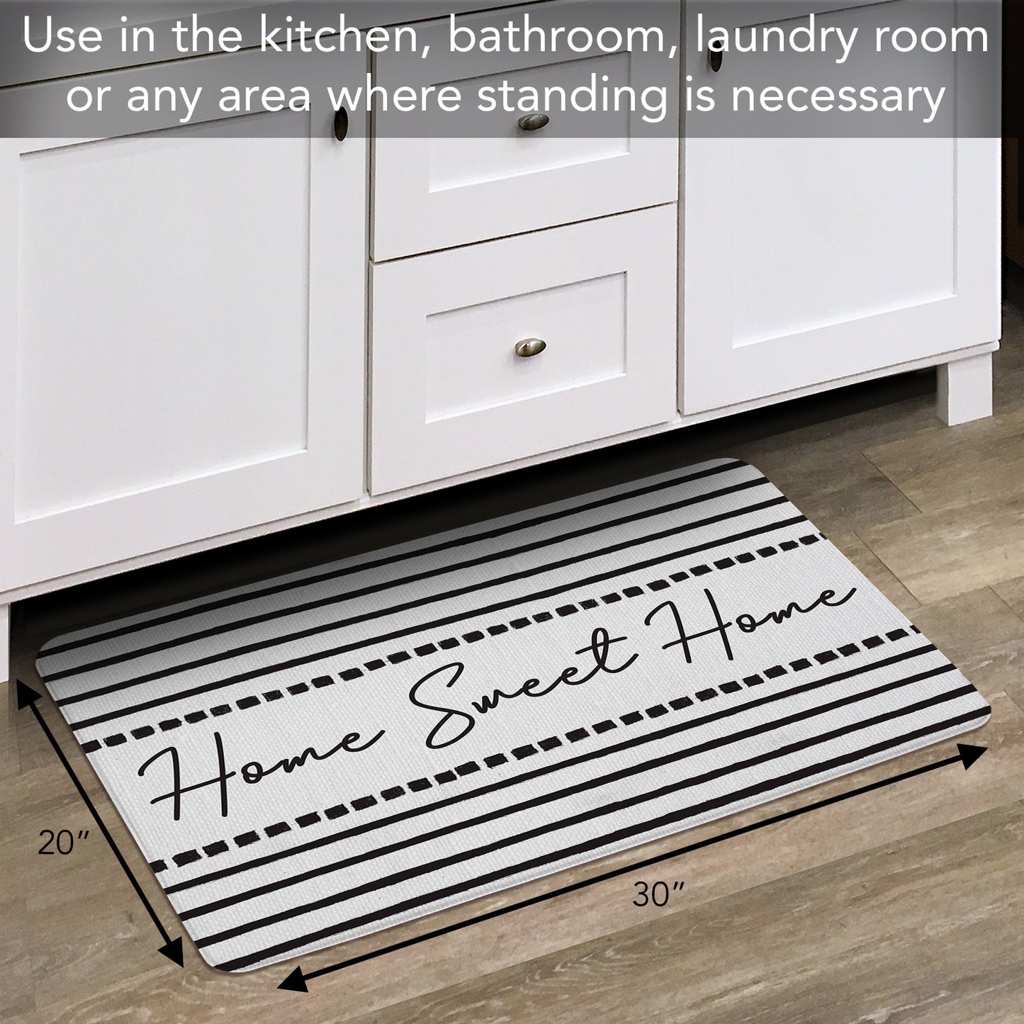 Highland Home Sweet Home 30” x 20” Decorative Vinyl Comfort Floor Mat Manufactured in The USA, Waterproof, Easy to Clean