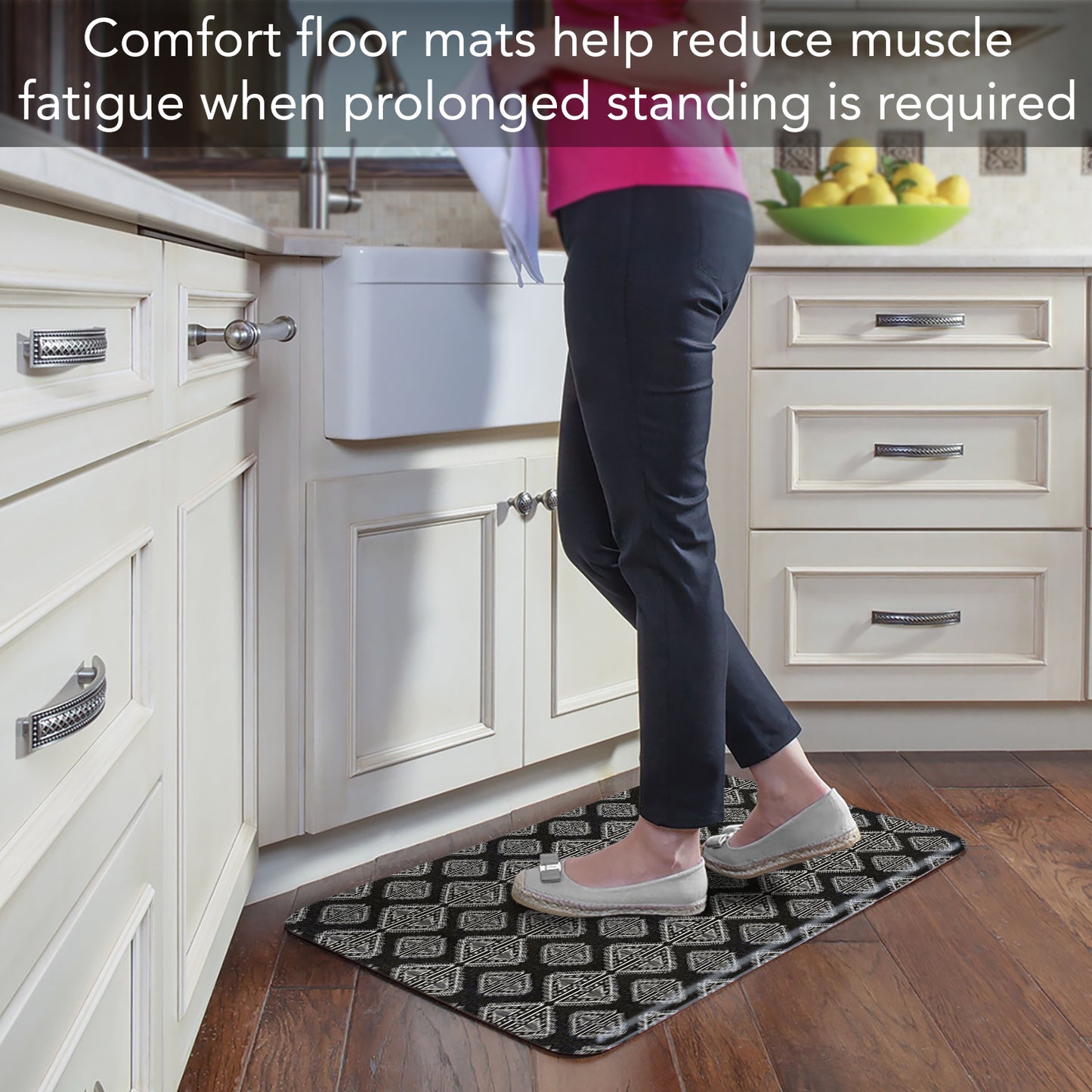 Highland Home Tribal Zen 30” x 20” Decorative Vinyl Comfort Floor Mat Manufactured in The USA, Waterproof, Easy to Clean