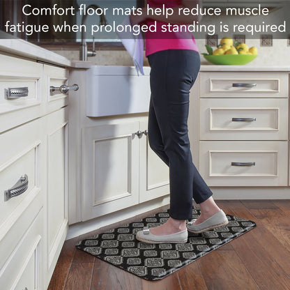 Highland Home Tribal Zen 30” x 20” Decorative Vinyl Comfort Floor Mat Manufactured in The USA, Waterproof, Easy to Clean