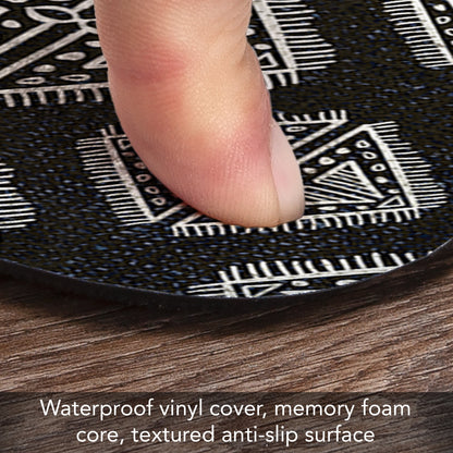 Highland Home Tribal Zen 30” x 20” Decorative Vinyl Comfort Floor Mat Manufactured in The USA, Waterproof, Easy to Clean